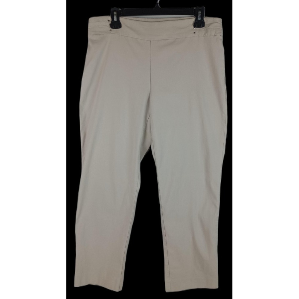 JM Collection Womens PXL Cream Tan Silver Studded Stretch Dress Pants